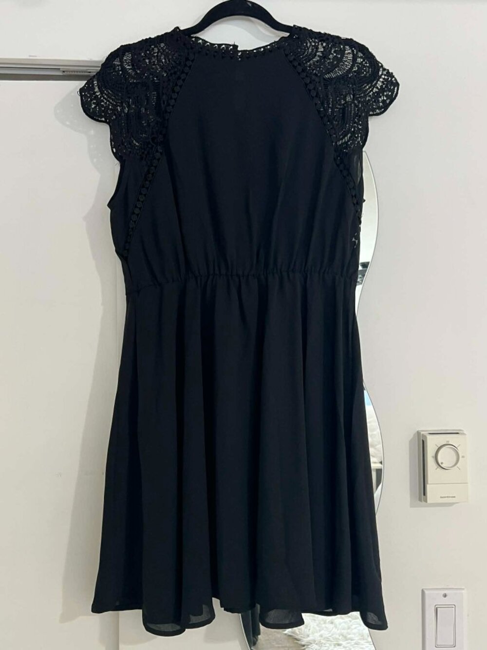 Flowy, Lace Capped Sleeve Dress